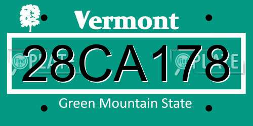 28CA178 Vermont License Plate