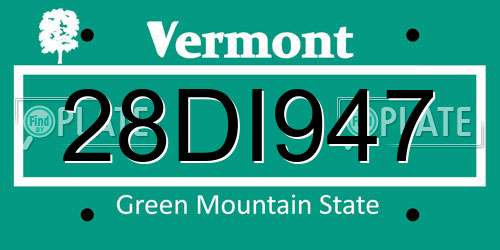 28DI947 Vermont License Plate
