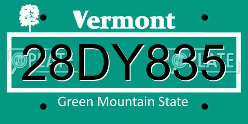 28DY835 Vermont License Plate