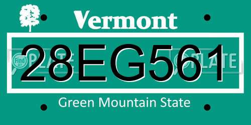 28EG561 Vermont License Plate