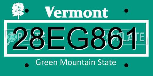28EG861 Vermont License Plate