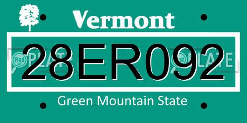 28ER092 Vermont License Plate