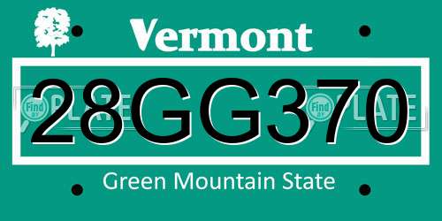 28GG370 Vermont License Plate