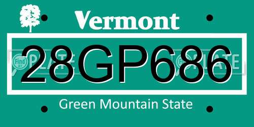 28GP686 Vermont License Plate