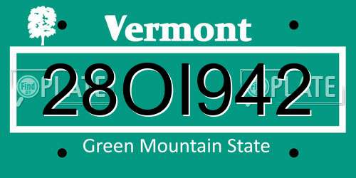 28OI942 Vermont License Plate