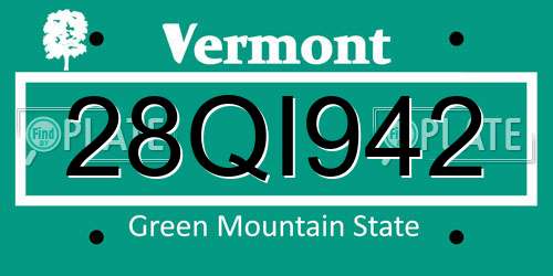 28QI942 Vermont License Plate