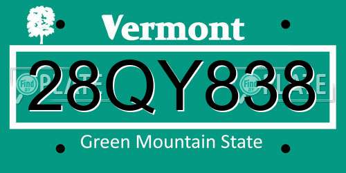 28QY838 Vermont License Plate