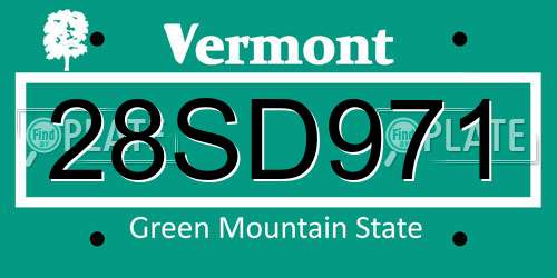28SD971 Vermont License Plate