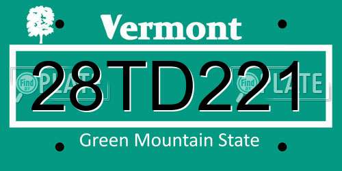 28TD221 Vermont License Plate