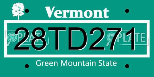 28TD271 Vermont License Plate