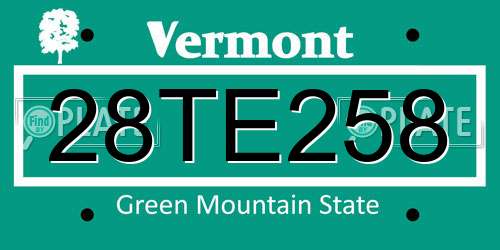 28TE258 Vermont License Plate