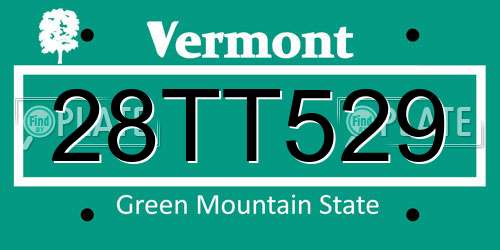 28TT529 Vermont License Plate