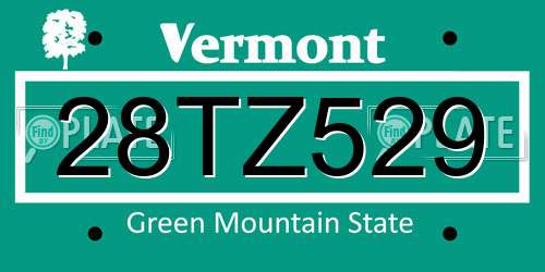 28TZ529 Vermont License Plate