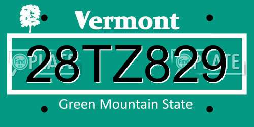 28TZ829 Vermont License Plate