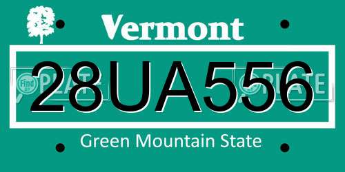 28UA556 Vermont License Plate
