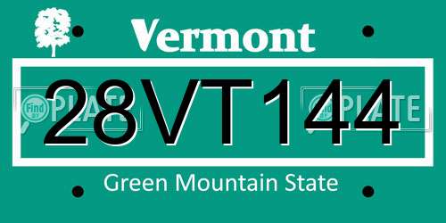 28VT144 Vermont License Plate