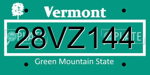 28VZ144 Vermont License Plate