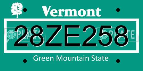 28ZE258 Vermont License Plate