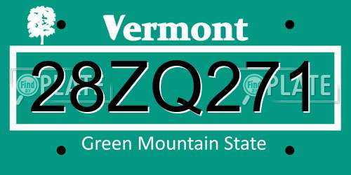 28ZQ271 Vermont License Plate