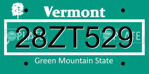 28ZT529 Vermont License Plate