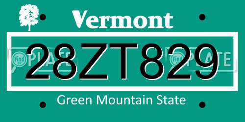 28ZT829 Vermont License Plate