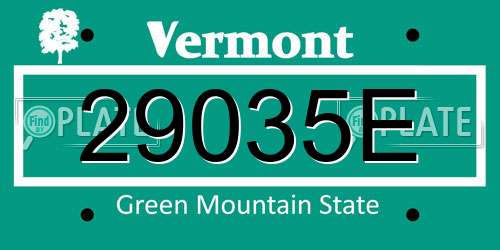 29035E Vermont License Plate