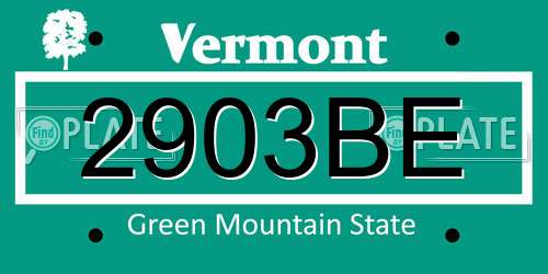 2903BE Vermont License Plate