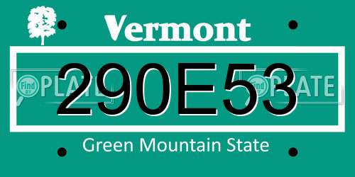 290E53 Vermont License Plate