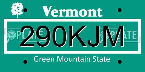 290KJM Vermont License Plate