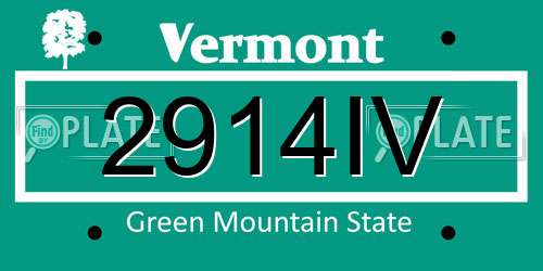 2914IV Vermont License Plate