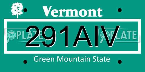 291AIV Vermont License Plate
