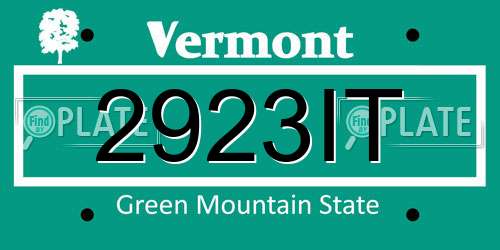 2923IT Vermont License Plate