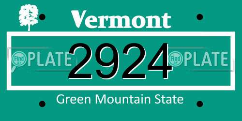 2924 Vermont License Plate