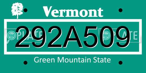 292A509 Vermont License Plate