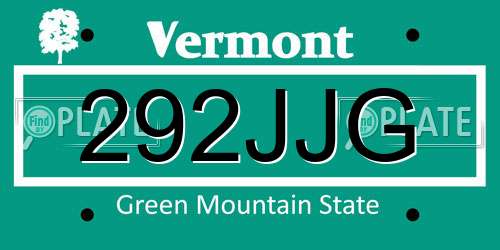 292JJG Vermont License Plate