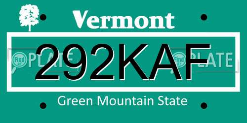 292KAF Vermont License Plate