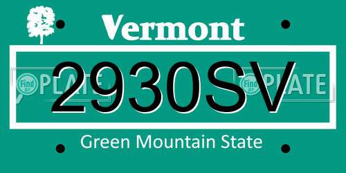 2930SV Vermont License Plate