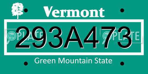 293A473 Vermont License Plate