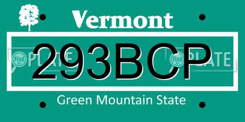 293BCP Vermont License Plate