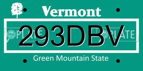 293DBV Vermont License Plate