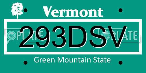 293DSV Vermont License Plate