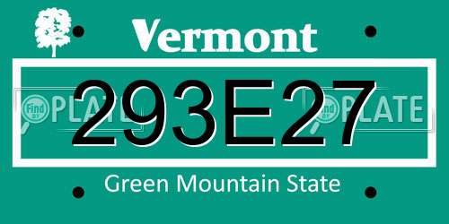 293E27 Vermont License Plate