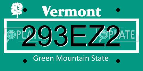 293EZ2 Vermont License Plate