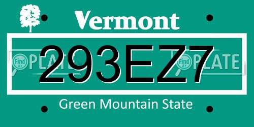 293EZ7 Vermont License Plate