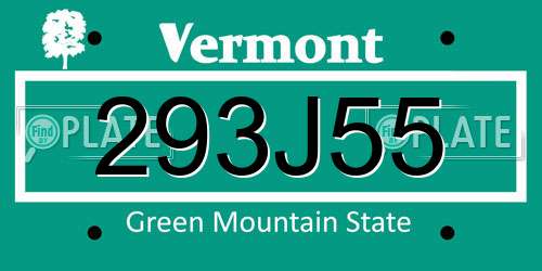 293J55 Vermont License Plate
