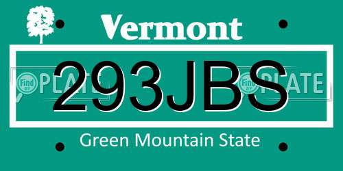 293JBS Vermont License Plate