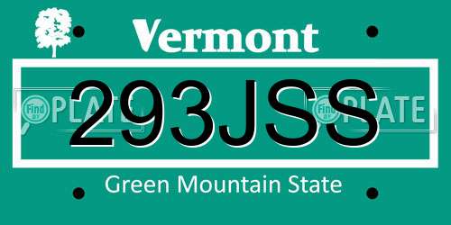 293JSS Vermont License Plate