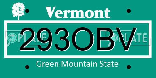 293OBV Vermont License Plate