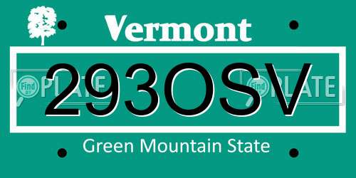 293OSV Vermont License Plate