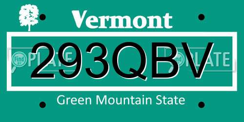 293QBV Vermont License Plate